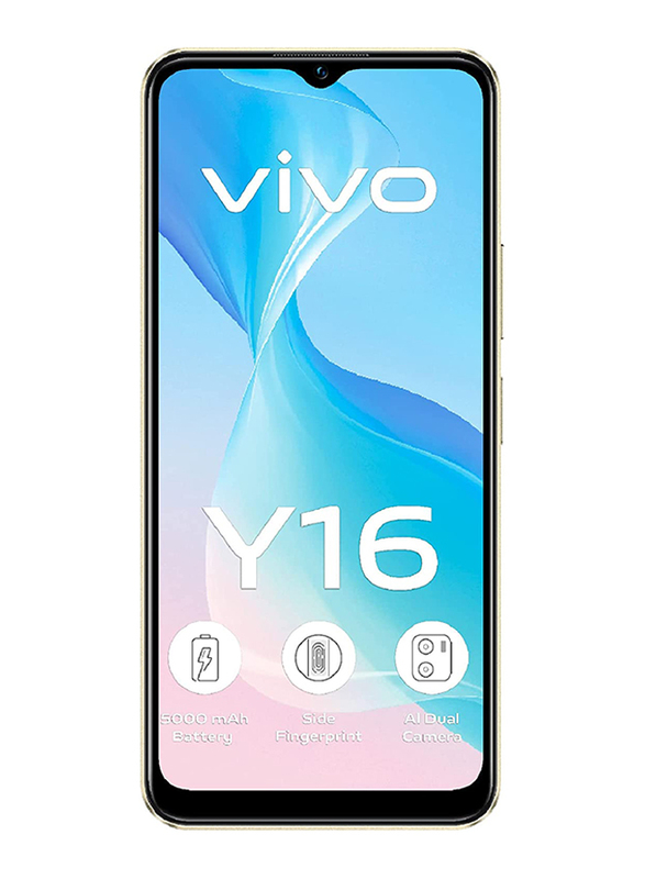 Vivo Y16 64GB Drizzling Gold, 4GB RAM, 4G LTE, Dual SIM Smartphone