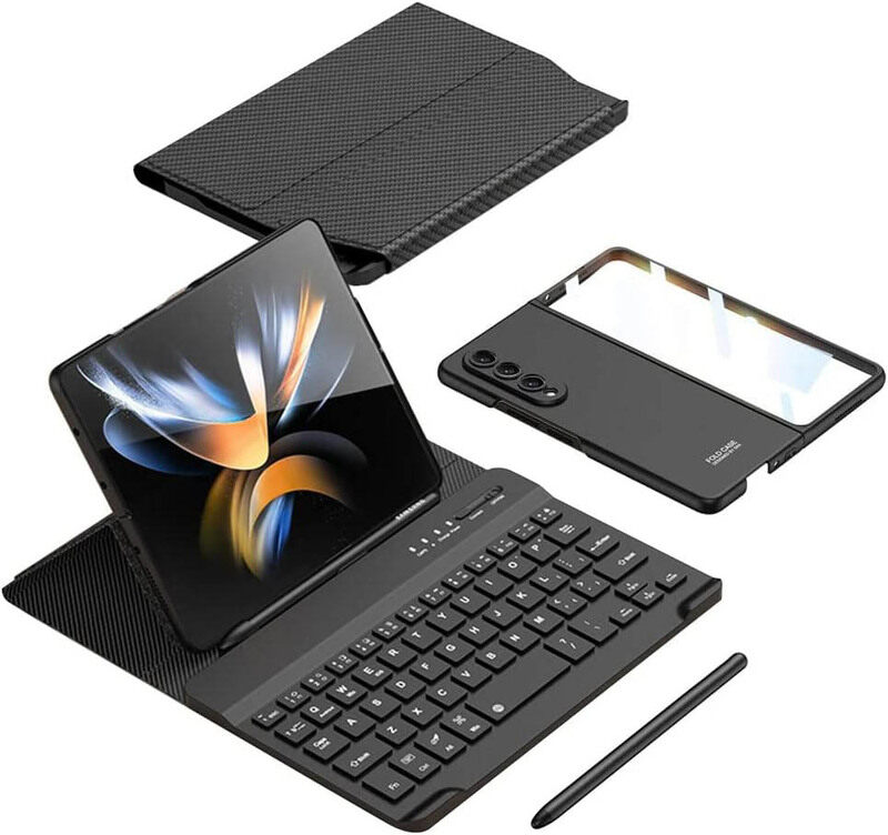 

Generic 4-in-1 Wireless English Keyboard Case for Samsung Z Fold 4, Black