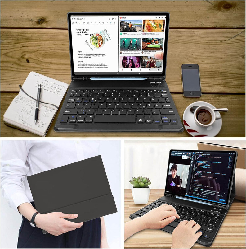 Wireless Removable Keyboard Protective Case with Pencil Holder for Samsung Galaxy Tab A8, Black