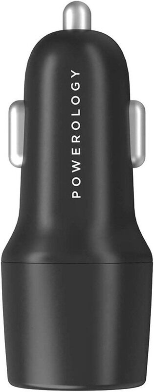 

Powerology PD 20W + QC 18W Dual Port LED Car Charger, Fast Charger and Plug with LED Light, PCCSR005, Black