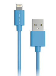 Powerology 1.2-Meter Data Sync Lightning PVC Cable, USB 2.0 Type A Male to Lightning for Apple Devices, P12BLBL, Blue