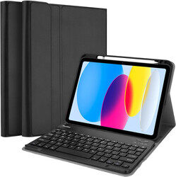 Magnetically Detachable Wireless Keyboard with Case for Apple iPad 10th Generation, Black