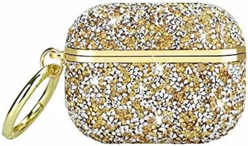 

Generic Focus Crystal Bling Glitter Wireless Charging Case with Keychain for Apple AirPods Pro 2, FDHS6XH15, Gold