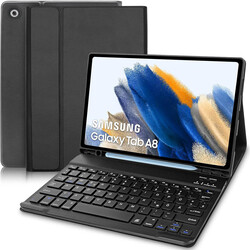 Wireless Removable Keyboard Protective Case with Pencil Holder for Samsung Galaxy Tab A8, Black