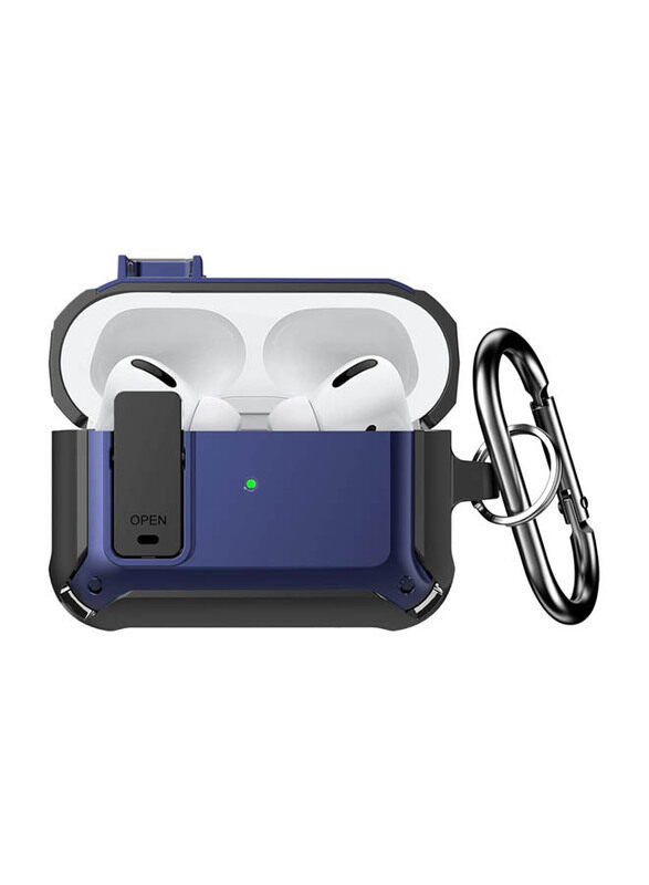 

Generic Shockproof Rugged Shell Protective Case Cover with Lock Lid for Apple Airpods Pro 2 (2022)/Airpods Pro (2019), Black/Blue