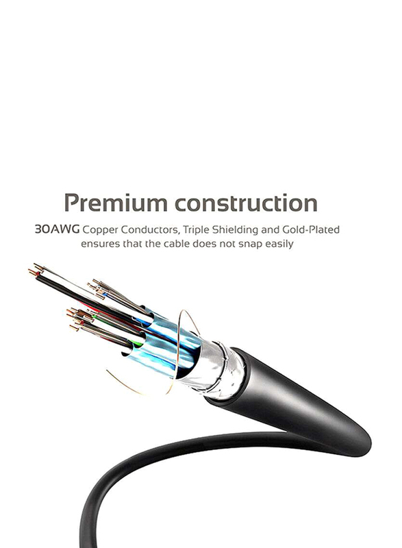 Promate 1.5-Meter ProLink 4K HDMI Cable, Hi-Speed HDMI Male to HDMI Cable, 24K Gold Plated Connector for HDTV/Projectors/Computers/LED TV/Game Consoles, Black