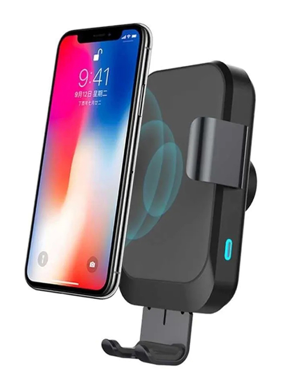Powerology Fast Wireless Charger, Car Mount With Air Vent Mounting, Black