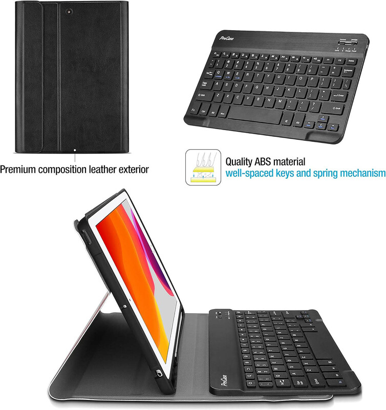 Wireless Magnetically Detachable Keyboard and Stand for Apple iPad 10.2-inch 9th Generation, Black