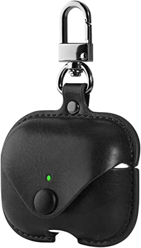 Focus Leather Protective Case with Carabiner Clip for Apple Airpods Pro 2 2nd Generation, Black