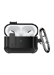 Focus Shockproof Rugged Shell Case with Lock Lid for Apple AirPods Pro, Black