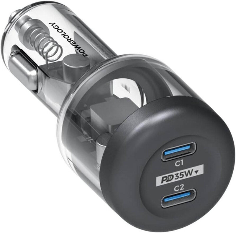 

Powerology Dual Port 35W PD Ultra-Quick Crystalline Series Car Charger, Black