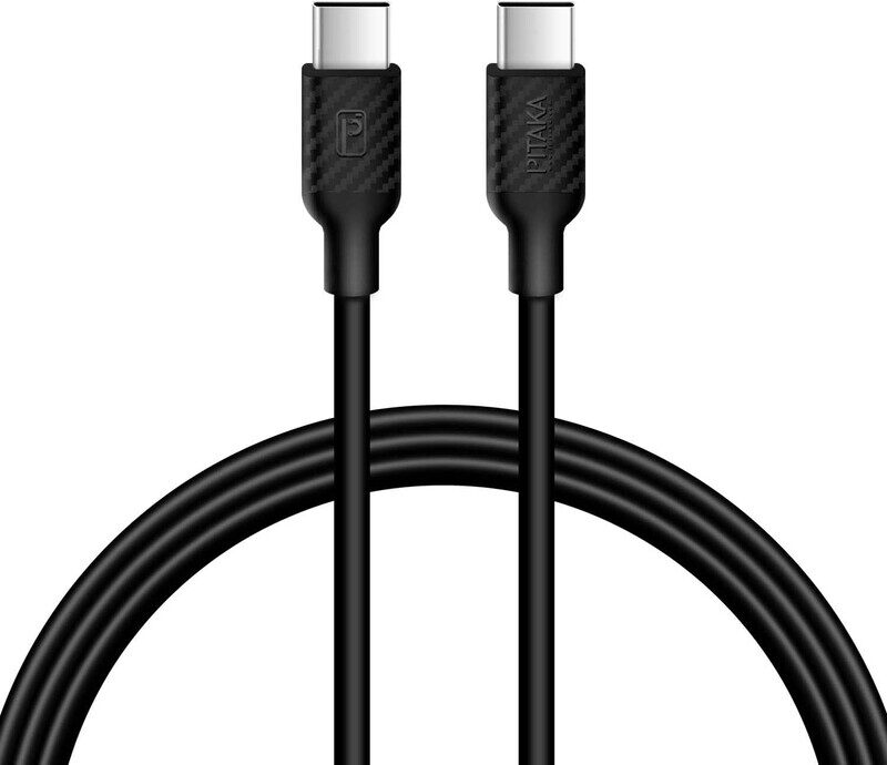 

Pitaka 1-Meters USB Type-C Cable, Fast Charging USB Type-C to USB Type-C USB-IF Certified, Inbuilt Aramid Fiber, 6000+ Bend 12000+ Plug, Black