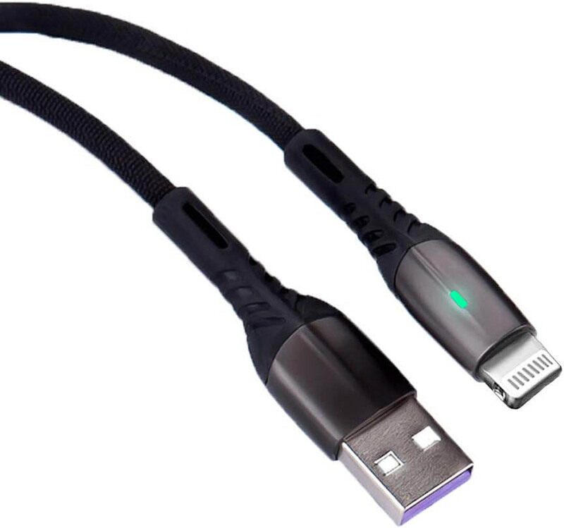 

Jstor 100cm Lightening RTC Super Data Cable, Fast Charging USB Type-A Male to Lightening Woven Fibre Led Indicator Recci 5Amp, RTC-P01C, Black