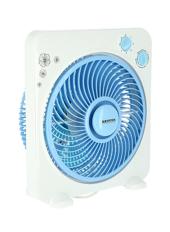 

Krypton Powerful Personal Desk Box Fan With Copper Motor, KNF6025, White/Blue