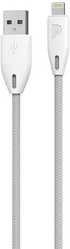 

Powerology 1.2-Meters Lightning Braided Charging Cable, Fast Charging USB Type-A Male to Lightning MFi Certified for Apple IPhones, PCAB003-WH, White