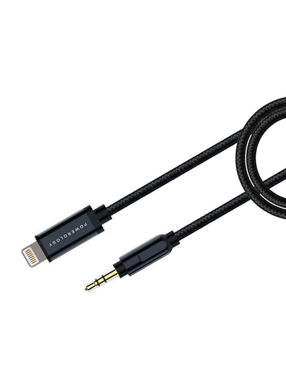 Powerology 1.2-Meter 3.5mm Jack Aluminium Braided AUX Cable, USB Type-C Male to 3.5mm Jack, P12CAUGY, Grey
