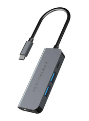 Powerology 4-In-1 USB Hub With HDMI and USB Port, P4CHBGY, Grey