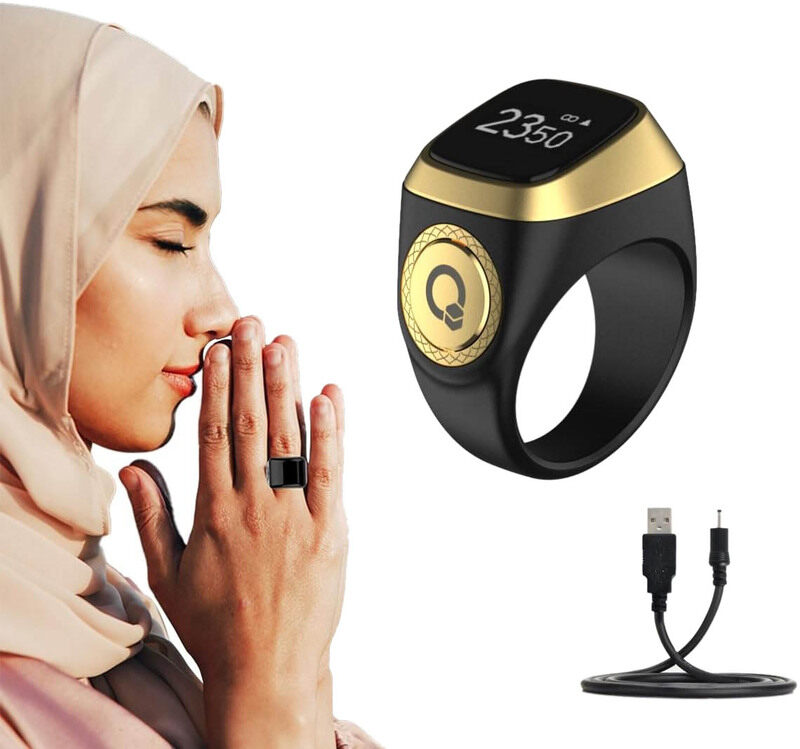 

Generic Digital Tasbeeh Tasbih Finger Muslim Islamic Prayer Smart Rings, 20mm, Black