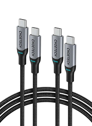 Choetech 2-Meters USB Type C Cable USB Type C Male To USB Type C 2 Pack Braided Cable, Black