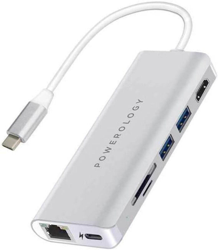

Universal Powerology 7-in-1 USB-C Hub Ethernet & HDMI with PD, 87W, P71HBSL, White