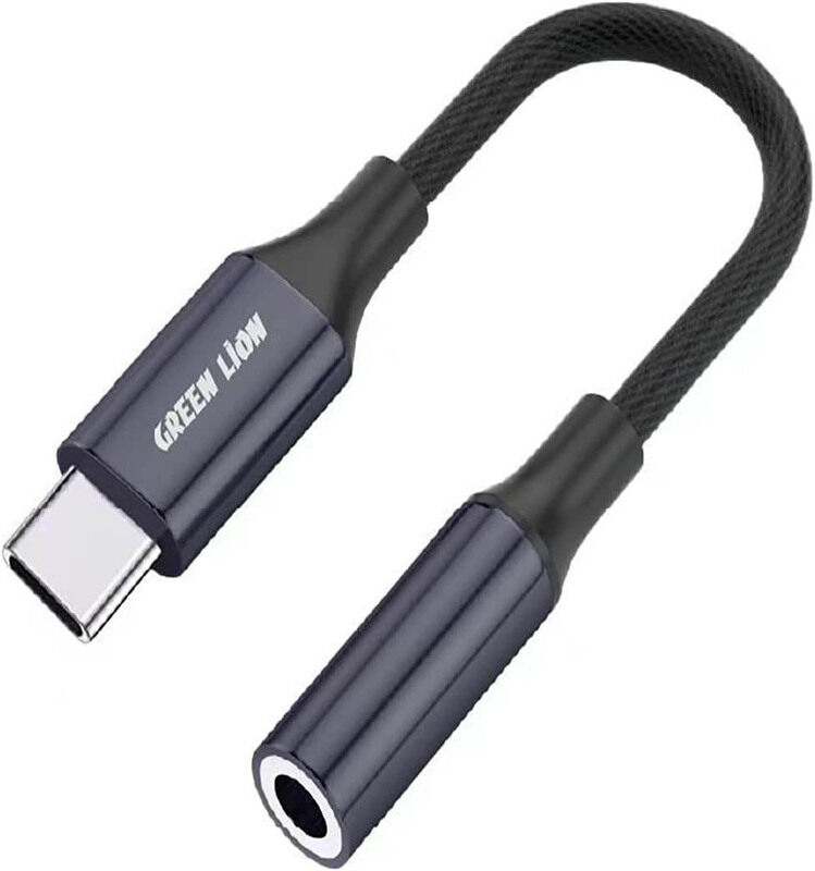 

Green Lion 12cm 3.5 mm Jack Headphone Converter, USB Type-C Male to 3.5 mm Jack for Suitable Devices, Grey