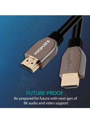 Promate 2-Meter ProLink 8K-200 HDMI Cable, Ultra High-Speed HDMI 2.1 Male to HDMI 2.1 with 8K HDR, 48Gbps Transfer Speed, 3D Support for Apple TV/Xbox/PS4, Black