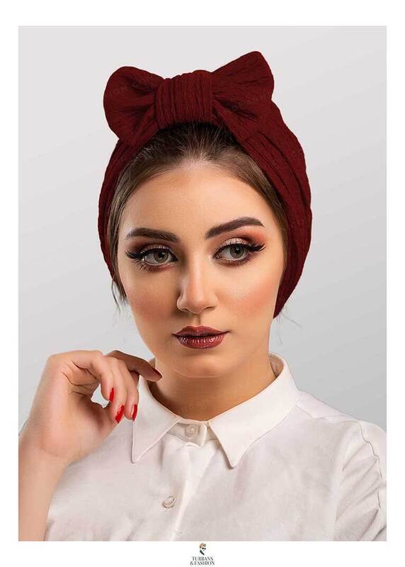 Turban & Fashion Plisse Bow Turban for Women, Maroon