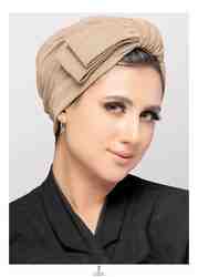 Turban & Fashion Assymertrical Half Bow Turban for Women, Beige