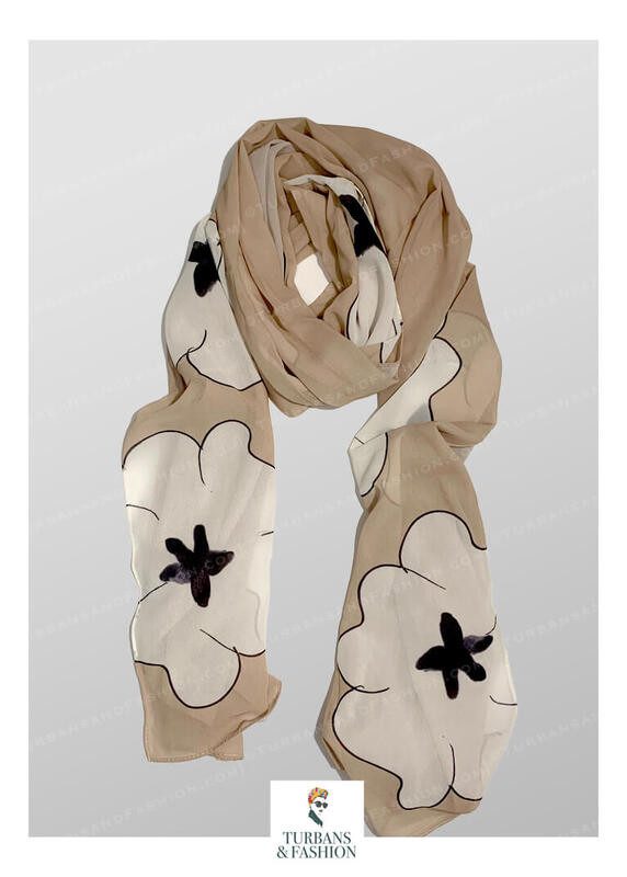Turban & Fashion Colorful Flower Scarf for Women, Brown