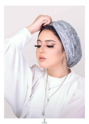 Turban & Fashion Stylish and Formal Wear One Piece Glamorous Cross Turban for Women, Silver