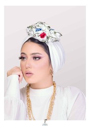 Turban & Fashion Crepe Big Flower Turban for Women, White