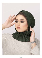 Turban & Fashion Leather Turban with Collar for Women, Olive Green