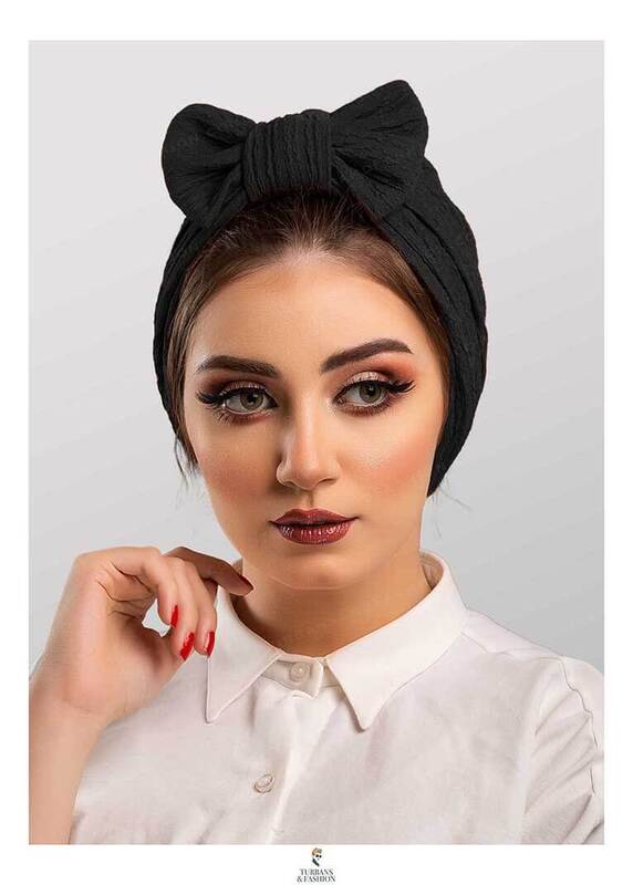 Turban & Fashion Plisse Bow Turban for Women, Black