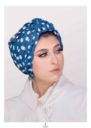 Turban & Fashion One-Piece Dotted Jeans with Front Ball Turban for Women, Blue