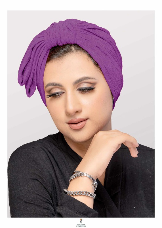 Turban & Fashion Assymertrical Half Bow Turban for Women, Purple