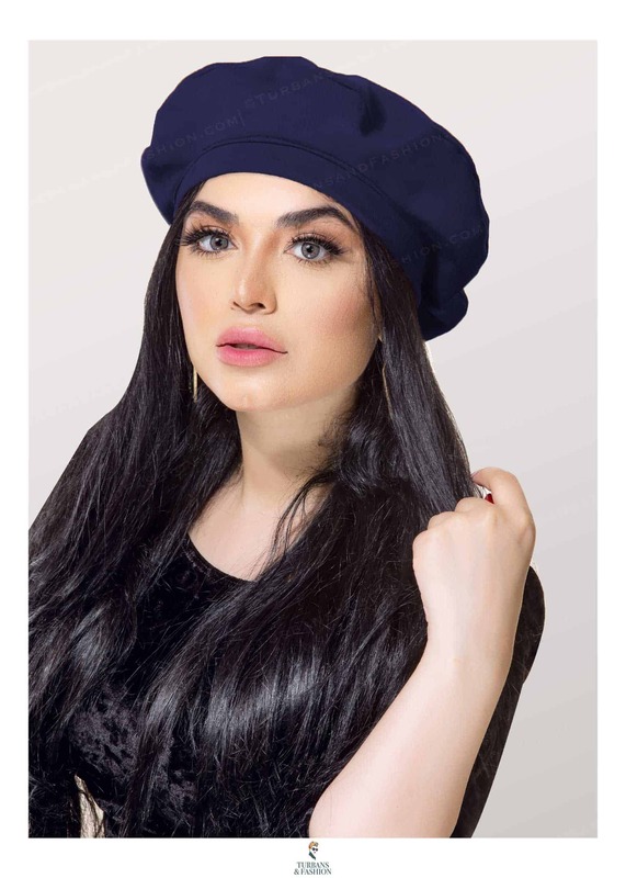 Turban & Fashion Suede Beret Turban for Women, Dark Blue