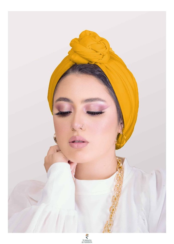 Turban & Fashion Front Cup Cake Chic Turban for Women, Mustard