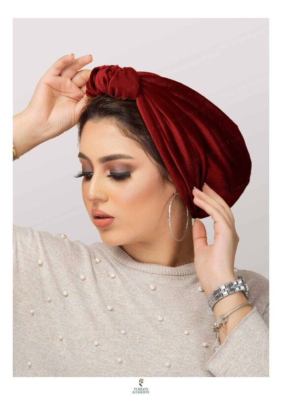 Turban & Fashion Velvet Ball Turban for Women, Burgandy