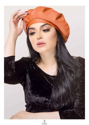 Turban & Fashion Leather Beret Turban for Women, Brown