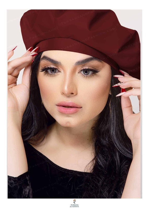 Turban & Fashion Leather Beret Turban for Women, Maroon