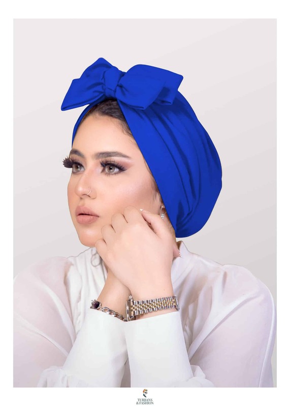 Turban & Fashion Light Weight and Unique Double Bow Turban Women, Navy blue