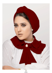 Turban & Fashion Two-Piece Artichoke Turban with Collar Set for Women, Maroon