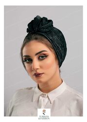 Turban & Fashion Plisse Flower Turban for Women, Olive Green