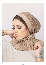Turban & Fashion Drapper Turban with Collar Set for Women, Beige
