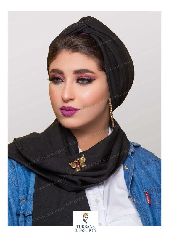 Turban & Fashion Cross Crepe Turban Set for Women, Black