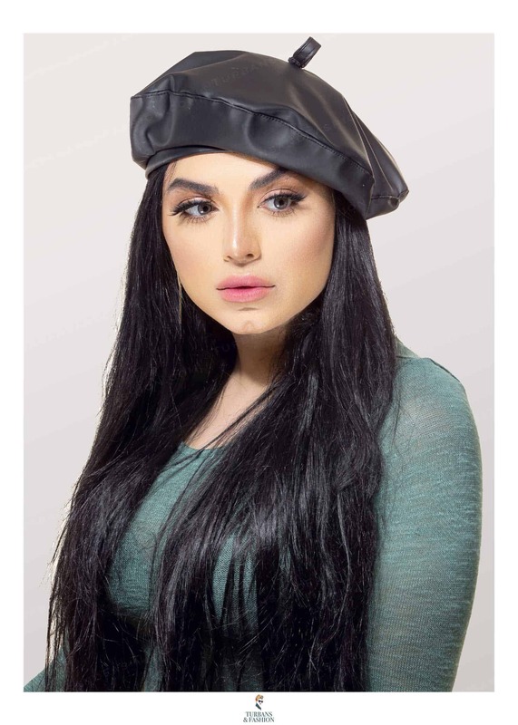 Turban & Fashion Leather Beret Turban for Women, Black