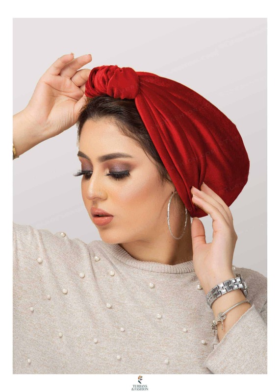 Turban & Fashion Velvet Ball Turban for Women, Red