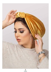 Turban & Fashion Velvet Ball Turban for Women, Mustard