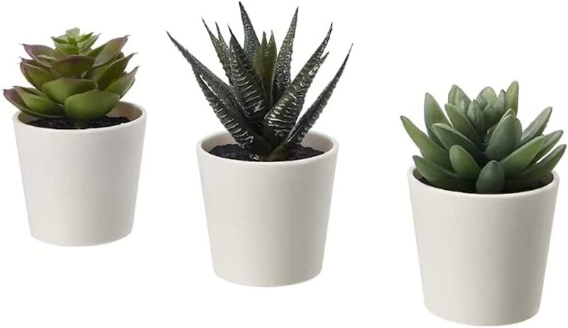 Ikea Fejka Artificial Potted Plant with Pot, 3 Pieces, White