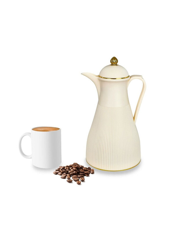 

Luscious 1000ml Long Mouth Vacuum Flask with Pink Glass Liner, Off White
